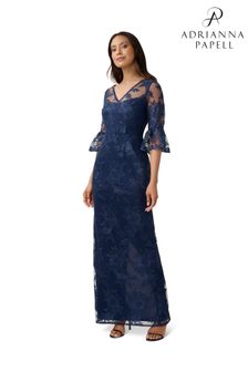 Синее платье с вышивкой пайетками Adrianna Papell (D29350) | 170 180 тг