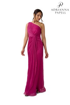 Adrianna Papell Pink Stardust Pleated Draped Gown (D29354) | $328
