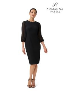 Adrianna Papell Chiffon And Crepe Black Sheath Dress (D29356) | €95
