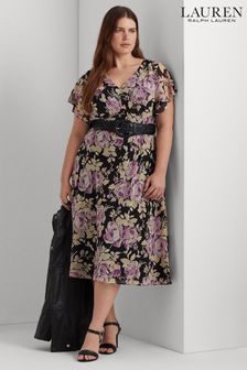 Черное платье с цветочным принтом Lauren Ralph Lauren Curve (D29521) | €158