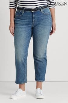 Niebieskie jeansy z prostymi nogawkami do kostek Lauren Ralph Lauren Curve o luźnym kroju (D29522) | 501 zł