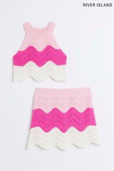 River Island Girls Pink Wave Stitch Set (D29626) | 105 zł - 138 zł
