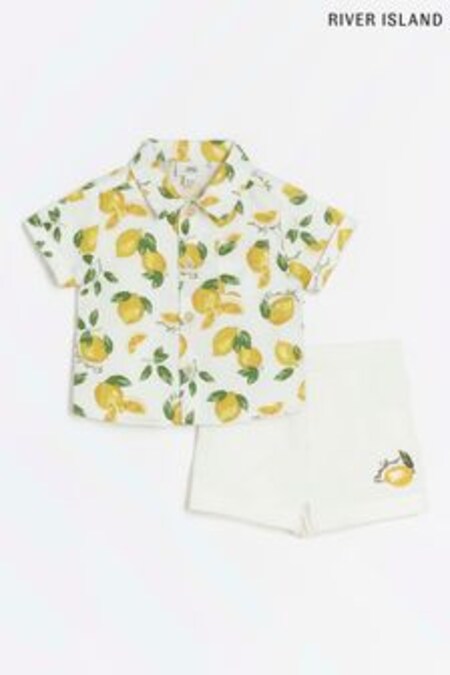 River Island Yellow Lemon Shirt And Short Set (D29698) | $36