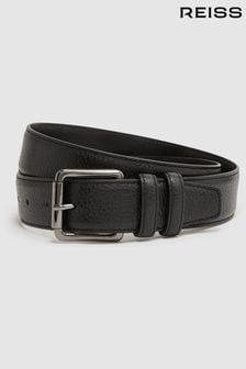 Reiss Black Lucas Grained Leather Belt (D29794) | 49,270 Ft