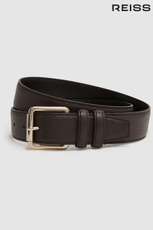 Reiss Chocolate Lucas Grained Leather Belt (D29795) | 49,270 Ft
