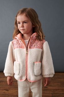 Multi Floral Teddy Printed Nylon And Borg Mix Jacket (12mths-7yrs) (D29825) | €31 - €35