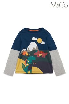 M&co 3D-T-Shirt mit Dinosaurier-Bergprint, Blau (D29892) | 17 €
