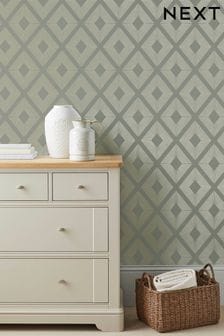 Sage Green Deco Triangle Wallpaper (D30001) | LEI 257