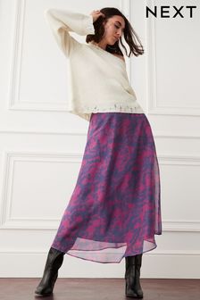 Purple/Pink Smudge Print Sheer Midi Skirt (D30185) | €20