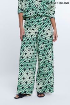 River Island Light Green Tie Front Palazzo Trousers (D30276) | €22