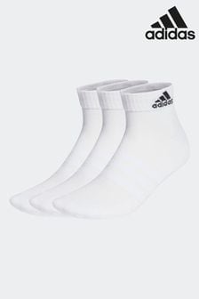 adidas Dove White Cushioned Sportswear Ankle Socks 3 Pack (D30485) | $16