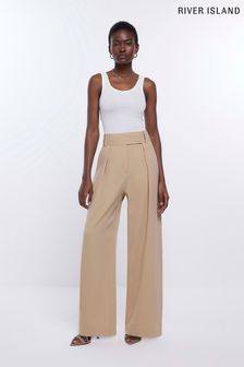 River Island Beige Pleated Trousers (D30626) | €26