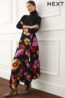 Black Floral Preen X Next Asymmetric Ruched Midi Skirt (D30724) | €35