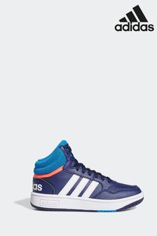 أزرق داكن/أبيض - Adidas Hoops Mid Shoes (D30918) | 18 ر.ع