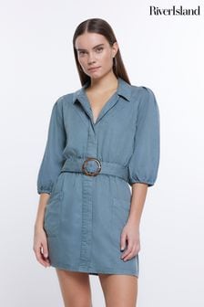 River Island卡其綠斜紋布短款連衣裙 (D30993) | NT$2,100