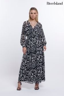 River Island Black Petite Midi Shirt Dress (D32012) | €31
