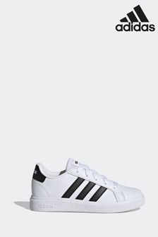 adidas White/Black Kids Sportswear Grand Court Lifestyle Tennis Lace-Up Trainers (D32046) | HK$308