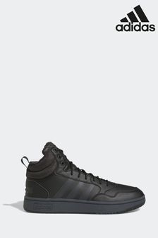 adidas Black Hoops 3.0 Mid Lifestyle Basketball Classic Faux Fur Lining Winterized Trainers (D32053) | SGD 135