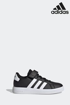 adidas Black/White Sportswear Grand Court Elastic Lace And Top Strap Trainers (D32058) | 43 €