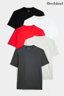 River Island Red Muscle Mix T-Shirt 5 Pack (D32123) | AED198