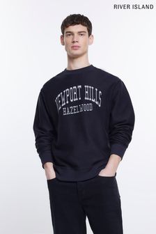 River Island Reverse Sweatshirt mit Rundhalsausschnitt, Marineblau (D32137) | 27 €