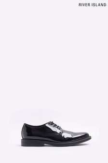 River Island Black Patent Derby Shoes (D32181) | 334 LEI
