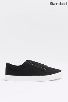 River Island Black Canvas Lace-Up Trainers (D32187) | €14.50
