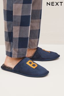 Navy Blue Small Monogram Slippers (D32297) | AED75