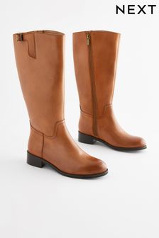 Tan Brown Buckle Leather Boots (D32353) | €31 - €34