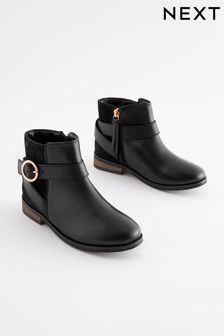 Black Standard Fit (F) Leather Ankle Boots (D32358) | KRW85,400 - KRW100,300