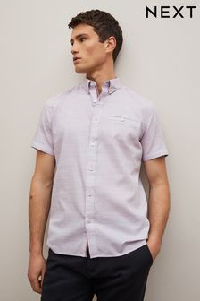 Lilac Purple Textured Short Sleeve Shirt (D32410) | 90 zł