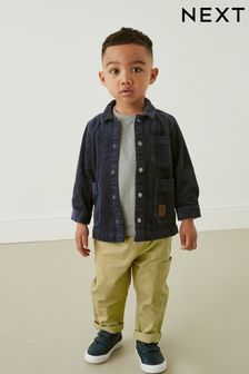Komplet srajčna jakna iz rebrastega žameta, hlače in majica s kratkimi rokavi (3 mesecev–9 let) (D32417) | €23 - €30