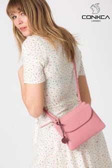Розовый - Кожаная сумка с длинным ремешком Conkca Tillie (D32537) | €60