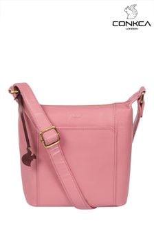 Nežno roza - Usnjena torbica za čez telo Conkca Yasmin (D32562) | €67