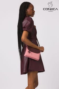 Różowo-śliwkowy - Skórzana torebka do noszenia przez ramię Conkca Tillie (D32745) | 285 zł