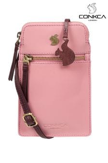 胭脂粉紅及紫紅色 - Conkca Bambino皮革斜孭手提電話袋 (D32805) | NT$1,630