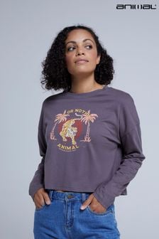 חולצת טי אפורה מבד אורגני לנשים של Animal דגם Lily (D32843) | ‏126 ‏₪