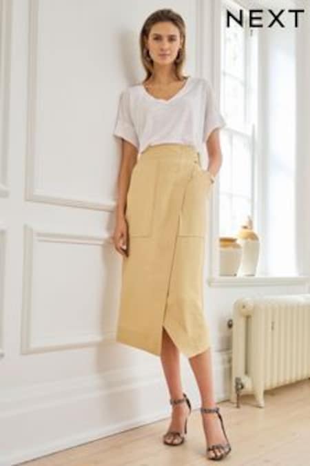 Stone Tailored Wrap Midi Skirt (D32881) | 14,480 Ft