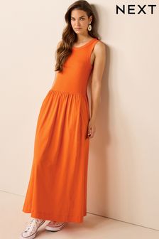 Оранжевый - Трикотажное платье (D32998) | €20