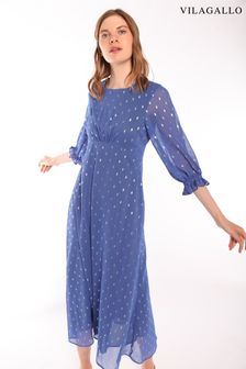 modra srednje dolga obleka iz šifona Vilagallo (D33010) | €77