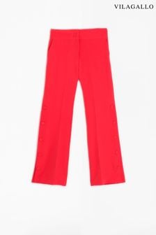 Vilagallo Red Crepe Trousers with Side Button Detailing (D33018) | €64