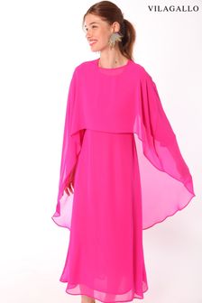 Różowa szyfonowa sukienka midi Vilagallo (D33022) | 520 zł