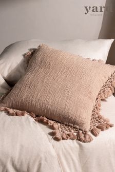 The Linen Yard Pink Anko Slub Cotton Macramé Tassel Trim Cushion (D33090) | 32 €