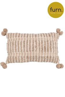 furn. Natural Ayaan Woven Loop Tufted Cotton Double Pom Pom Cushion (D33232) | 84 QAR
