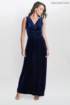 Gina Bacconi Blue Patricia Sleeveless Velvet Maxi Dress (D33308) | €127