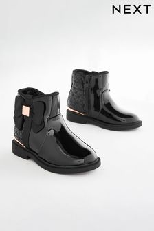 Black Patent Bow Ankle Boots (D33329) | €31 - €35