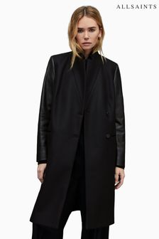 AllSaints Sidney Lea Wool Black Coat (D33387) | kr5,179