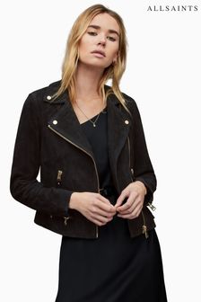 Черная замша - Байкерская куртка Allsaints Dalby (D33390) | €438