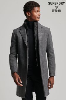 Superdry Grey Detachable Lining Wool Town Coat (D33498) | OMR91