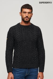 Czarny - Sweter Superdry Vintage Jacob z okrągłym dekoltem (D33518) | 190 zł